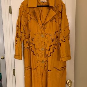 Free People Golden Embroidered Jacket